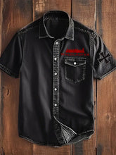 Waldläufer bedrucktes Kurzarm-Hemd für Herren